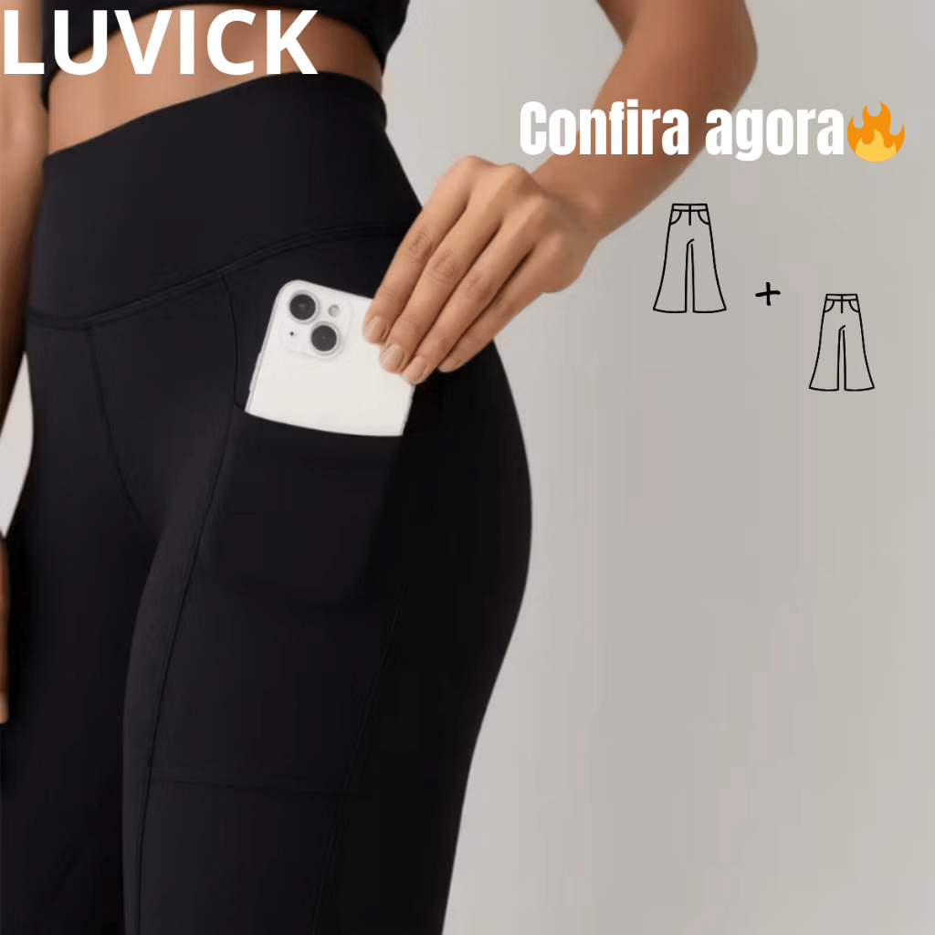Calça Leging Com Bolso Zero Transparência Tecido Grosso