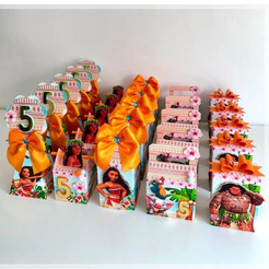 kit caixinhas Personalizadas Moana-Pegue e Monte
