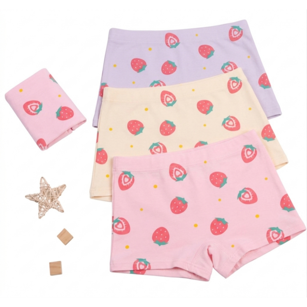 Kit 6 Calcinha Boxer Menina Estampas Variadas Daisy Morango Gatinho e Princesa