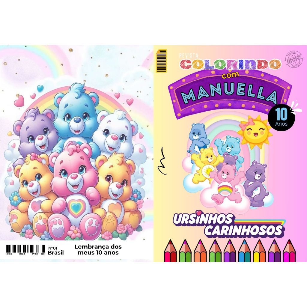 20 Livrinho de Colorir Personalizado com Nome e Idade Festa Infantil Aniversário Ursinhos Carinhosos