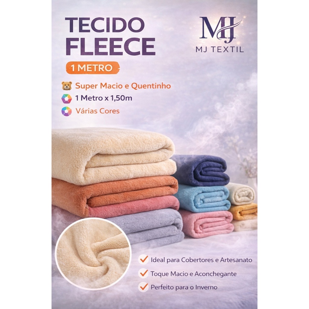 Tecido Fleece 1 Metro 1,60m – Super Macio e Quentinho | Ideal para Inverno