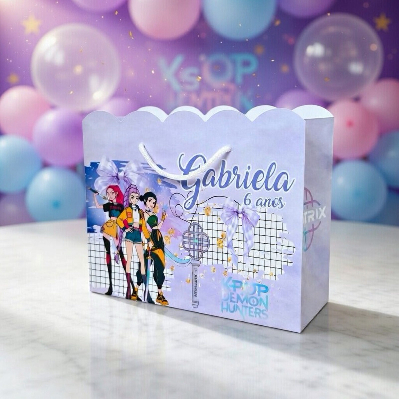 Sacolinha GUERREIRAS DO K-POP Personalizada / Bolsinha Lembrancinha Aniversário / PEGUE E MONTE