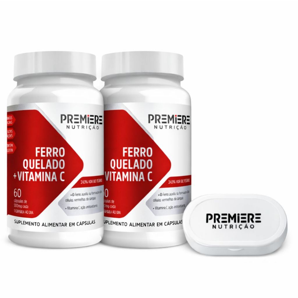 Kit 2 Ferro Quelado + Vitamina C Premiere Nutrição 120 Doses  Cada Alta Absorção