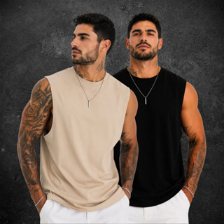 Kit 2 Camiseta Regata Oversized Camisa Streetwear Masculina em Oferta na Shopee