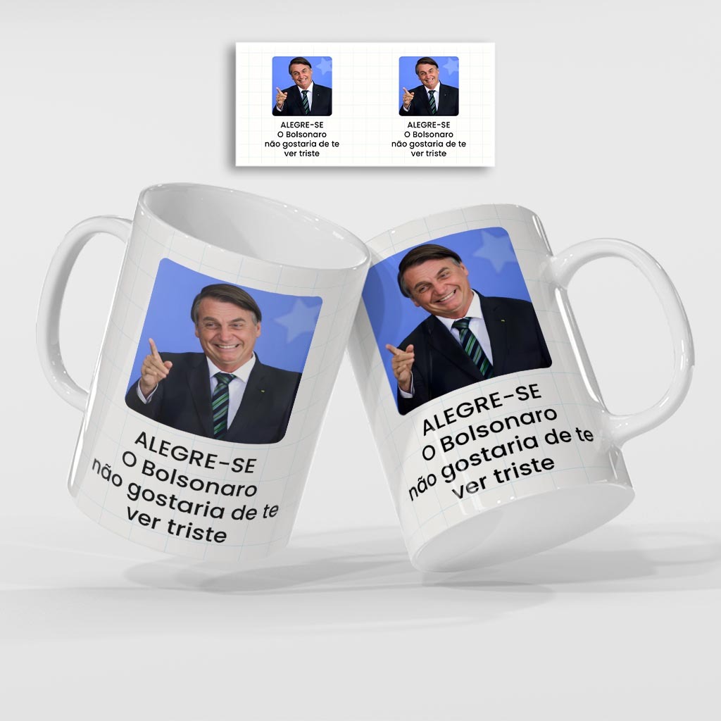 Caneca Meme Bolsonaro Alegre-se Presente Criativo 325ml Cerâmica Frase Engraçada Humor Café