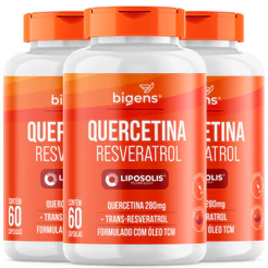 Kit 3x Quercetina + Resveratrol Lipossomal 60 Cápsulas – Suplemento Antioxidante Bigens