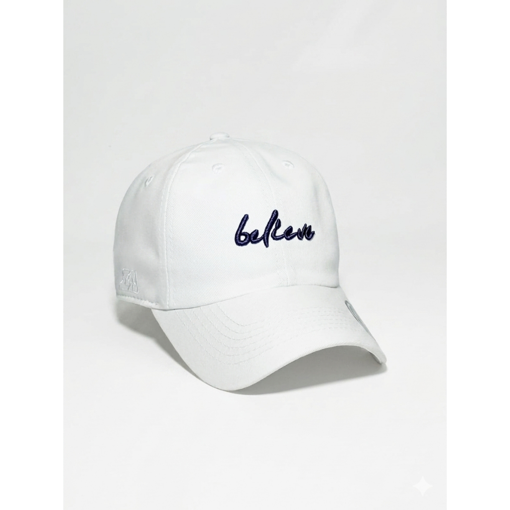Boné Layners Aba Curva Modelo Dad Hat Believe Bordado Branco Original Unissex Ajustável