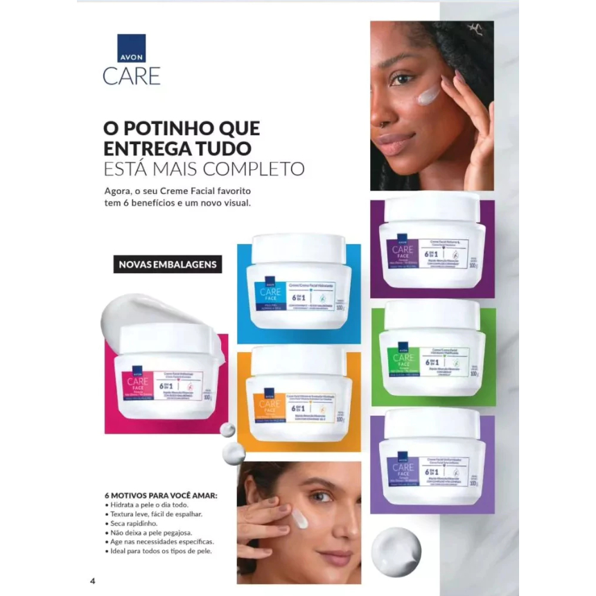 Creme hidratante facial Avon Care 6 em 1 - 100g hidratante para o rosto Avon Care original