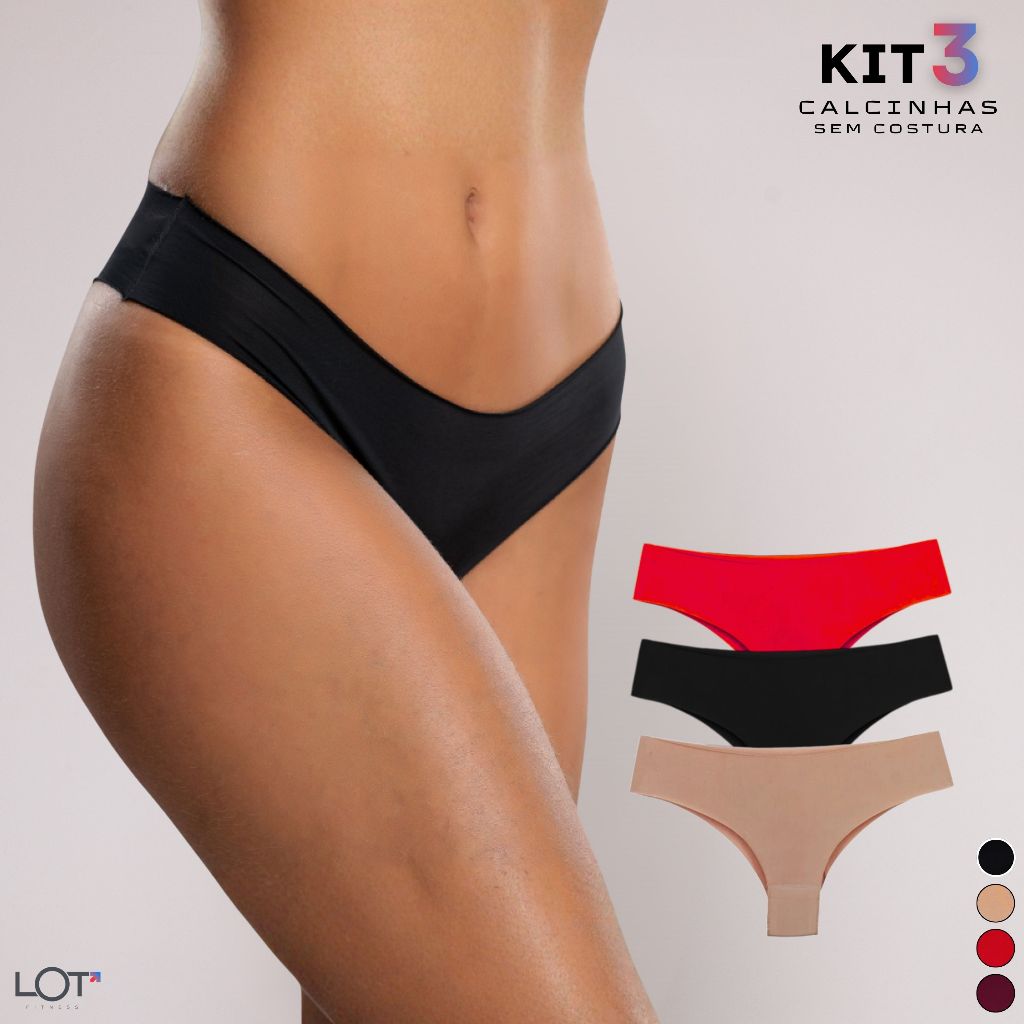 Kit 3 Calcinha Sem Costura Feminina Corte a Laser Que Não Marca na Roupa Academia Conforto Invisível