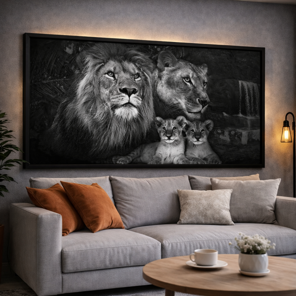 Quadro Decorativo Leão Família Quarto Sala Vários Tamanhos