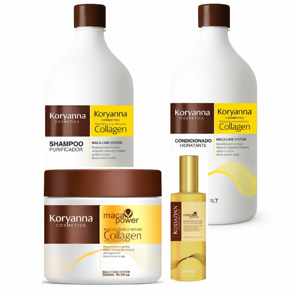 Kit Koryanna Profissional Completo  Intenso – Sham 1L + Cond 1L + Másc 500g + Óleo 50ml  4 produtos