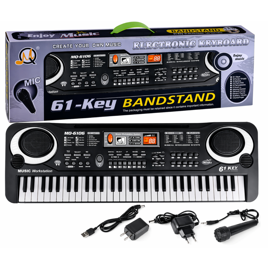 Teclado Musical Infantil Preto com Microfone Som Divertido Diversão Garantida Brinquedo Educativo para Crianças