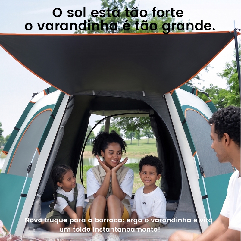 Barraca Automática 6-8 Pessoas, Grande 280x280x158 cm, Impermeável, Fácil Montagem - Camping, Praia