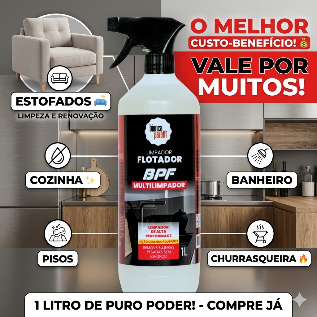 Limpa Tudo Flotador BPf Bianca Pazetti 1L limpeza geral + Borrifador Concentrado
