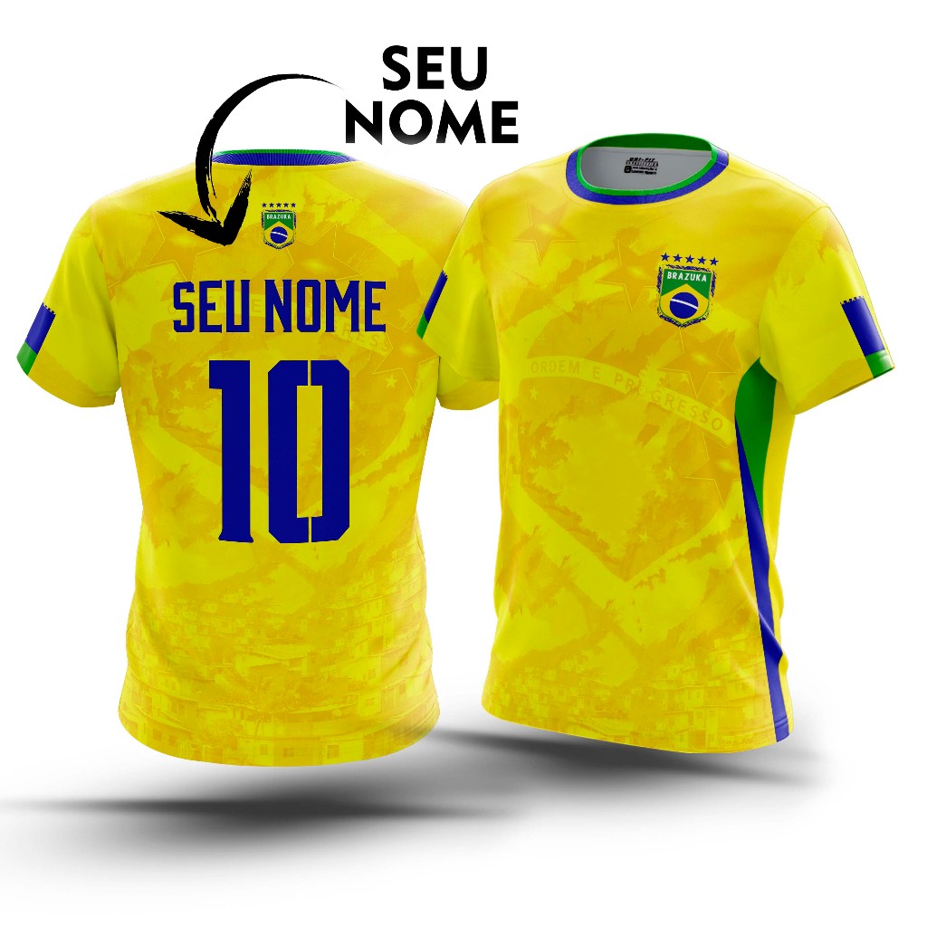 Camiseta camisa Premium  Torcida Futebol Time Brasil Dry-Fit com Proteção UV 50+