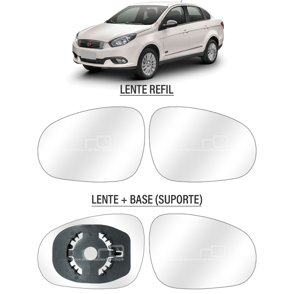Lente Espelho Retrovisor Fiat Grand Siena 2012 a 2021 Attractive / Essence / Tetrafuel Vidro Convexo