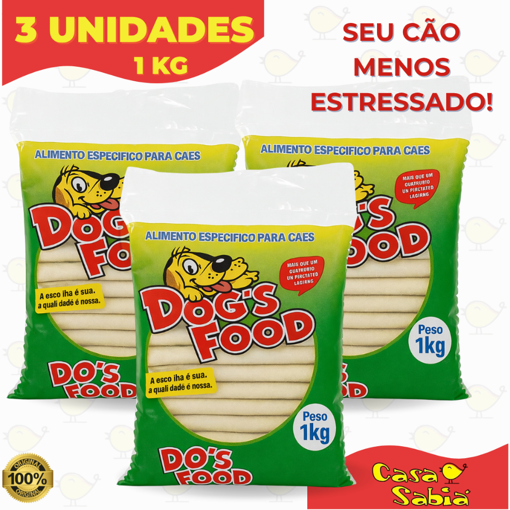 Osso Palito Dog’s Food 6/5 Natural para Cães Pequenos e Médios - 1kg e 500g