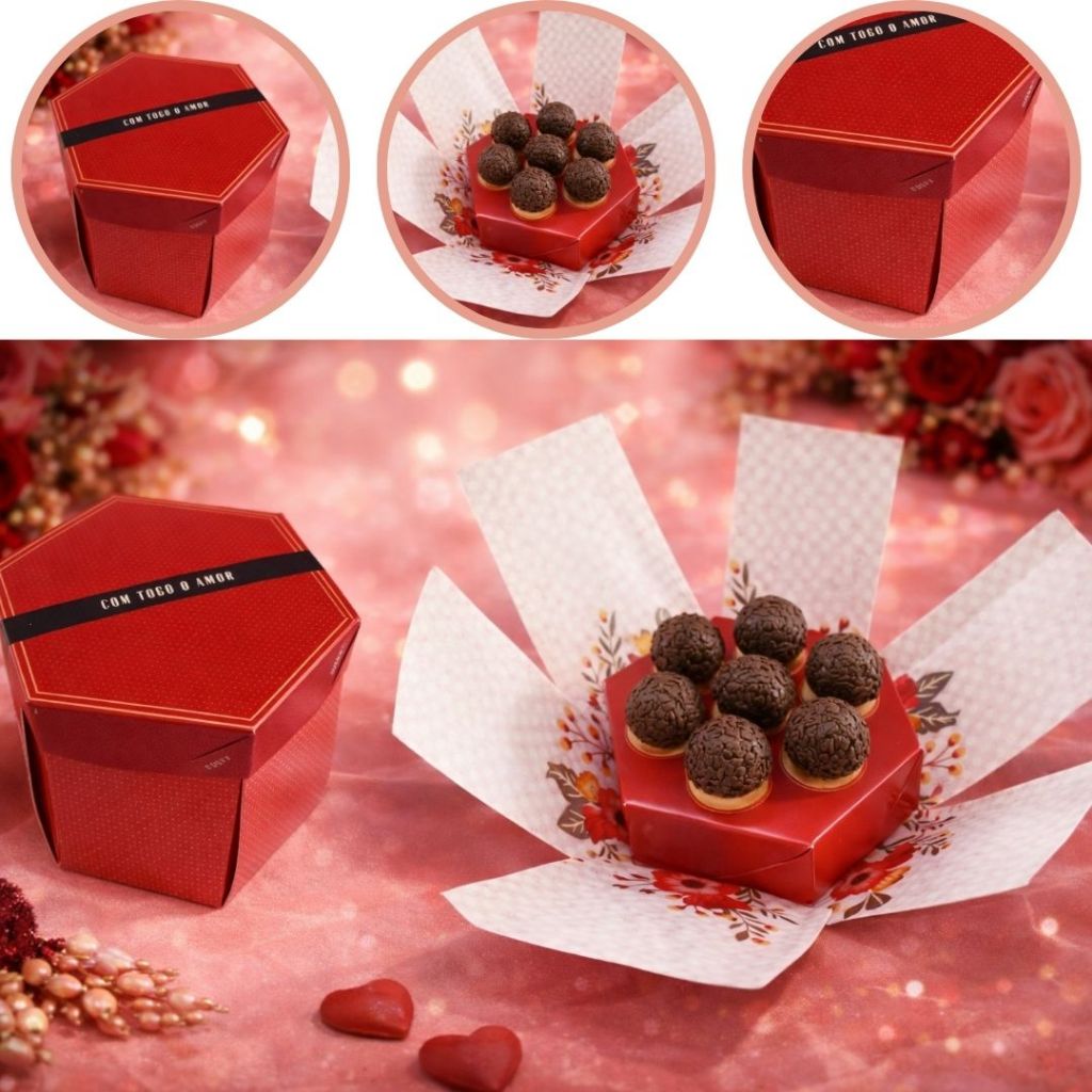 10 CAIXA EXPLOSÃO HEXA (7 DOCES) COM TODO O AMOR 3077 ( DIA DOS NAMORADOS IDEIA 2026 ) OUTLET em Oferta na Shopee