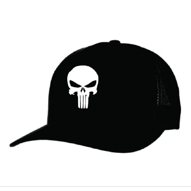 Boné Snapback Trucker Aba Curva Masculino Estampa Caveira Premium Ajustável