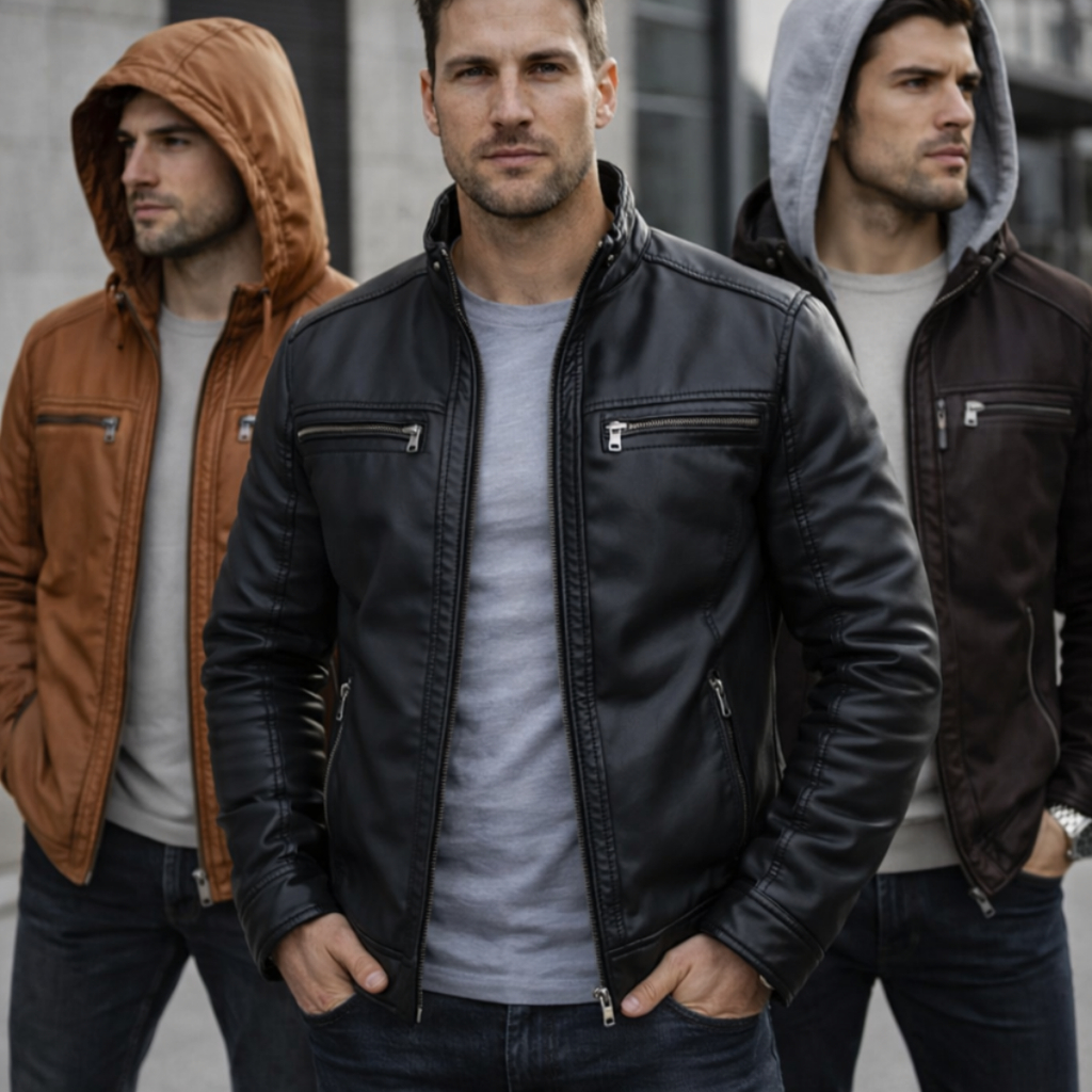 Jaqueta De Couro Masculina Casaco Blusa De Frio Corta Vento Impermeavel