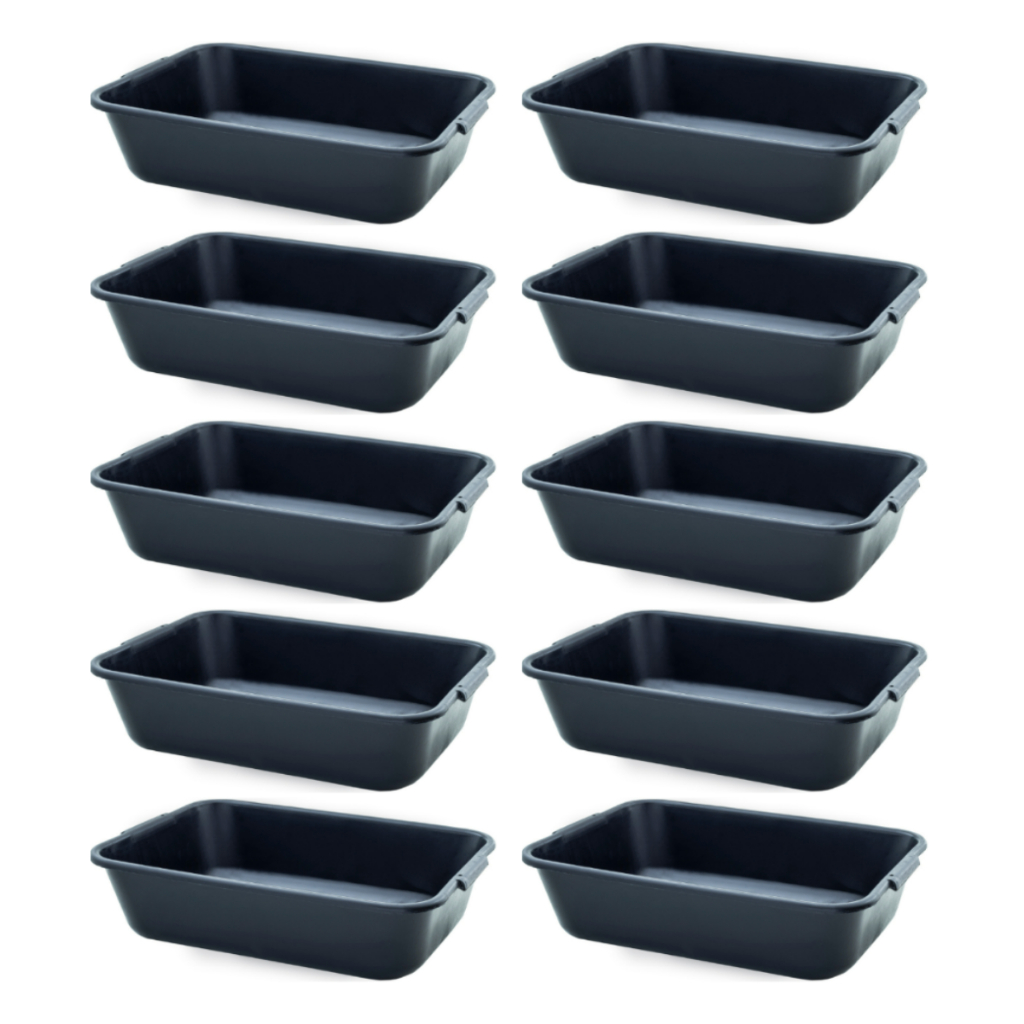 Kit 10 Caixa de Massa Plástica 20L Construção Resistente Lavável Masseira Caçamba Concreto Cimento