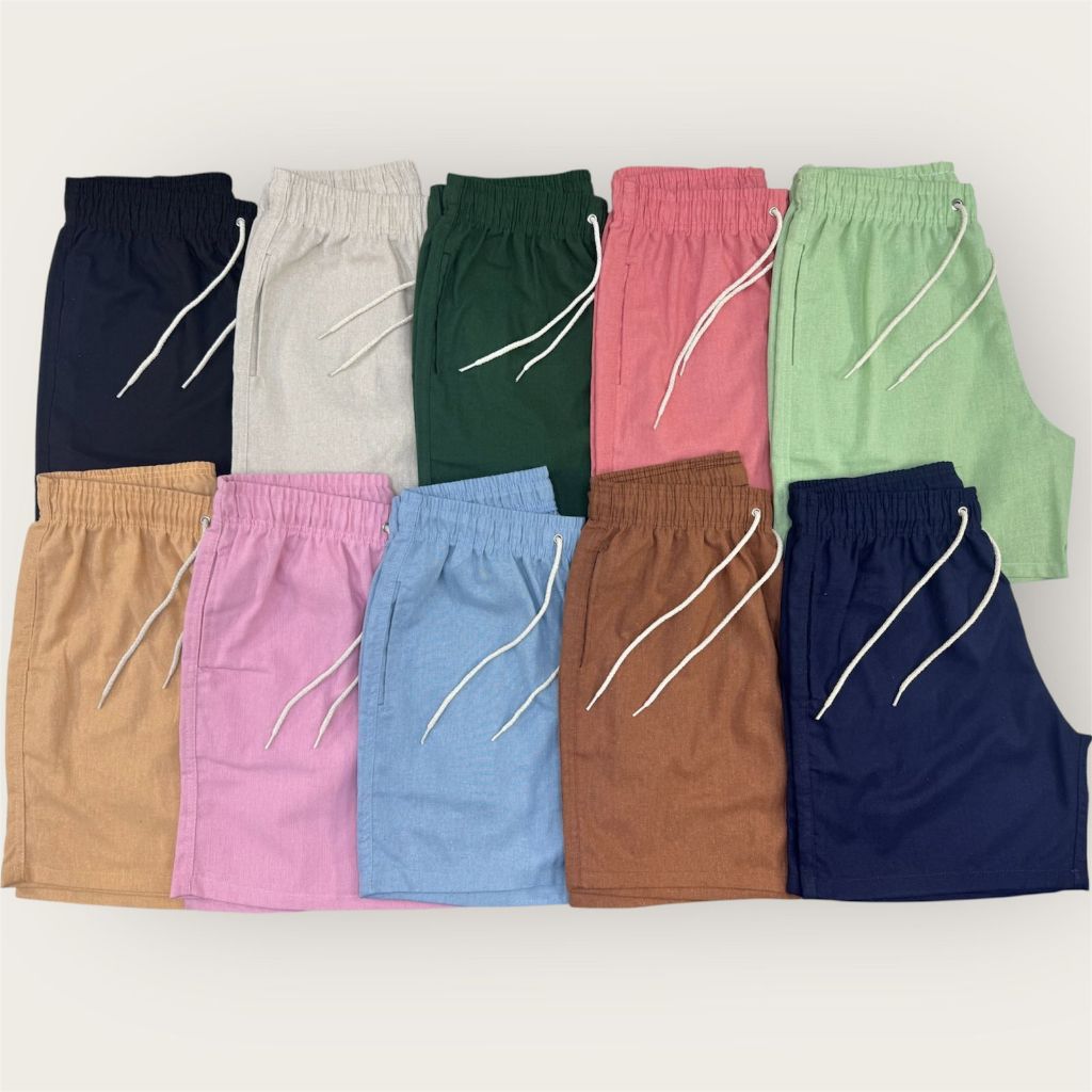 KIT 5 SHORT DE LINHO PREMIUM BERMUDA MASCULINO CASUAL BASICO