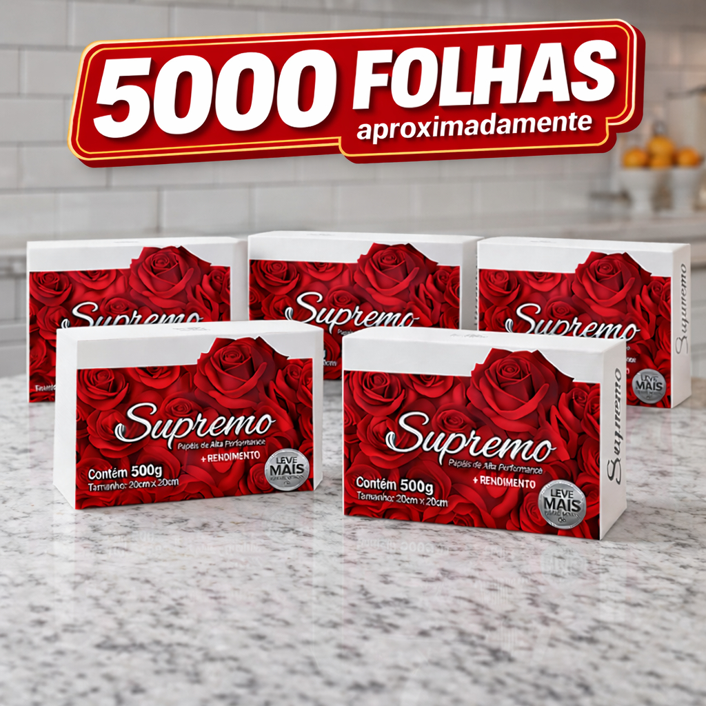 Papel Toalha Interfolha 2 Dobras Extra Branco 20cmx20cm 5000 Folhas Enxuga Bem para Casa Industrias