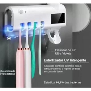 Porta Escova Dentes Com Esterilizador Uv Aplicador Pasta de Dente Suporte Dispenser