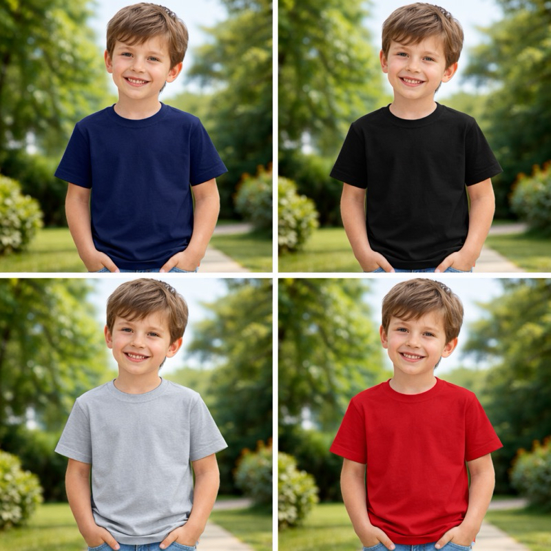 Camiseta Infantil Básica 100% Algodão Premium – Diversas Cores – Malha Macia e Antialérgica Menino / Menina
