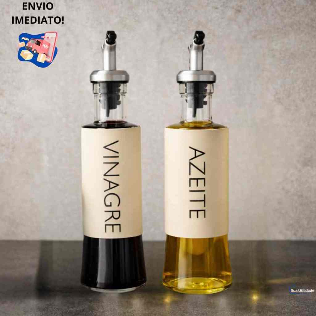 Kit Galheteiro Azeiteiro E Vinagreiro Vidro Com Bico Dosador Porta Azeite E Vinagre Elegante Para Cozinha E Mesa Posta