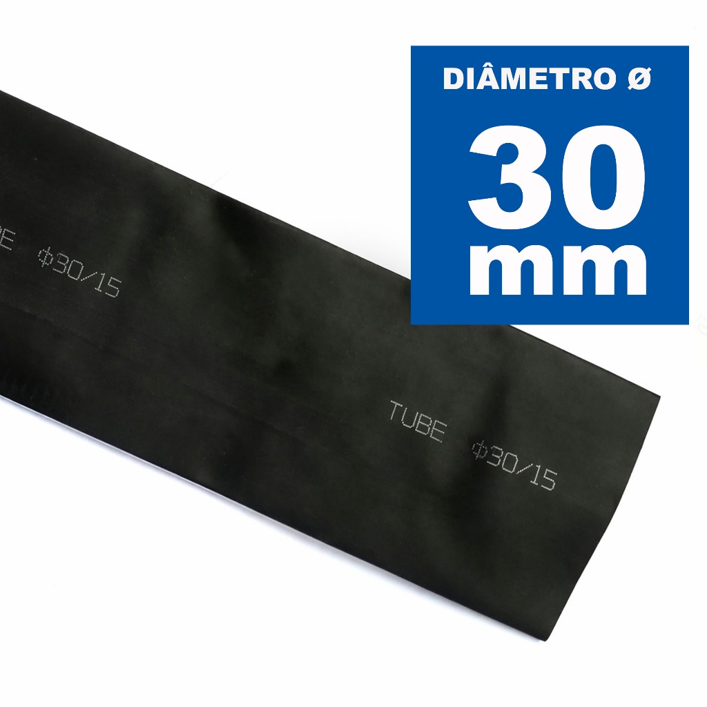 Tubo Termo Retrátil 30mm de Diâmetro Interno Contração 2:1
