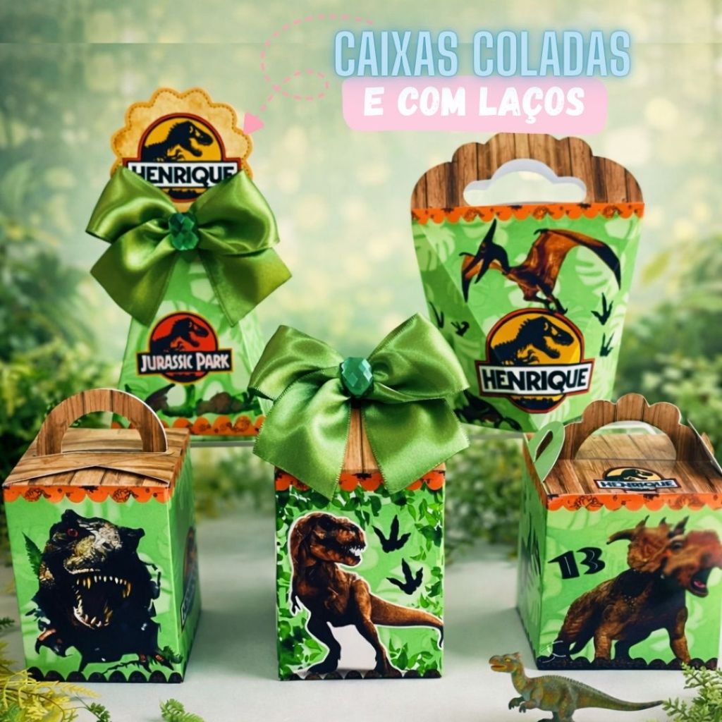 Kit Festa Dinossauro Jurassic Park – Caixinhas Personalizadas para Aniversário Infantil