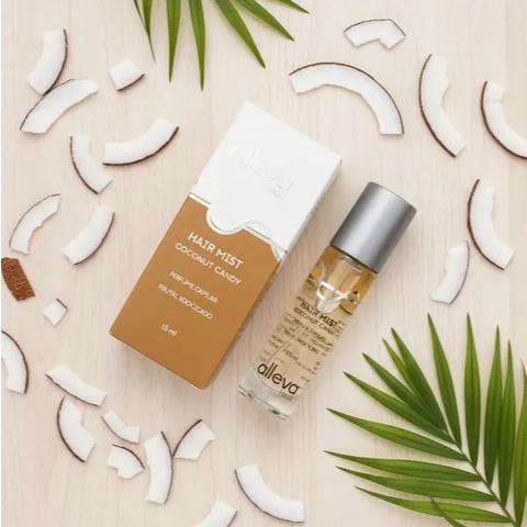 Perfume de bolsa Capilar Frutal Adocicado Para Cabelo Premium Coconut Candy 15ml Ameniza Odores Alleva Hair BRINDE