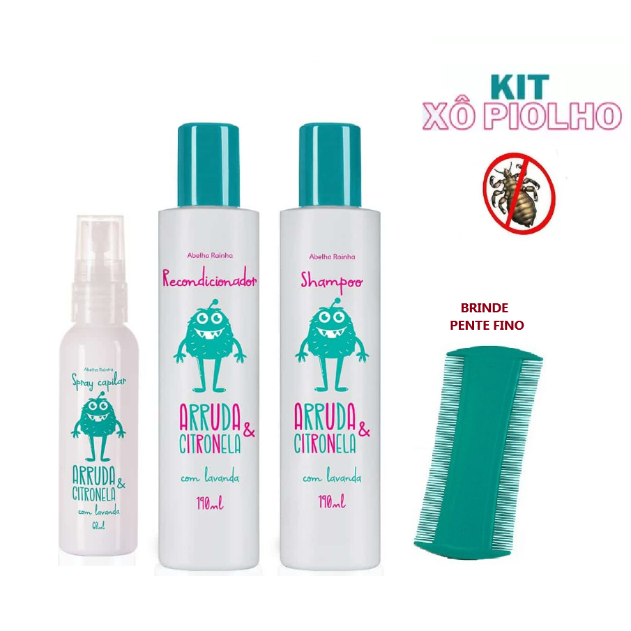 Kit Mata Piolho + Pente Fino -  Arruda e Citronela - Abelha Rainha