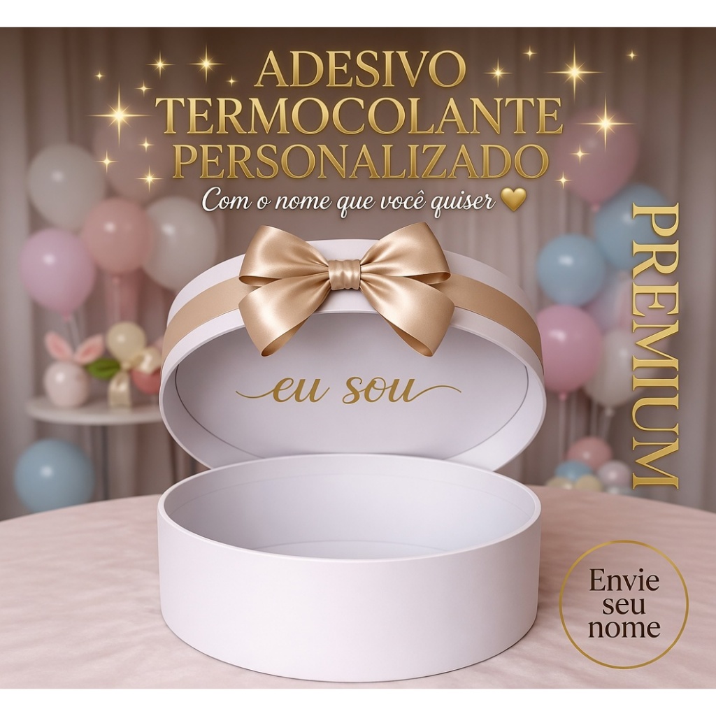 Kit 1/2/5/10/15 Nomes Adesivos Termocolantes Personalizados com Glifo Coração no Final