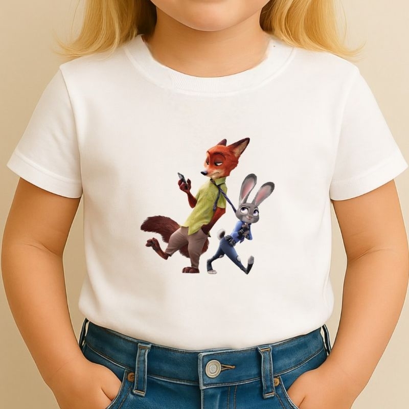 camiseta zoo judy e nick Wilde desenho animado 100% algodão presente ideal infantil e adulto