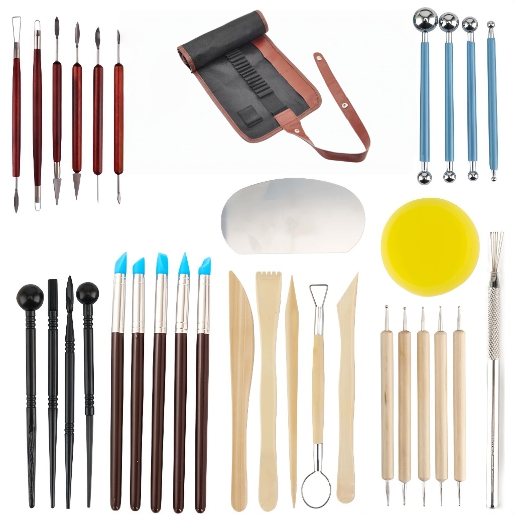 Kit Ferramentas Artísticas Modelagem Argila Cerâmica Escultura DIY Profissional