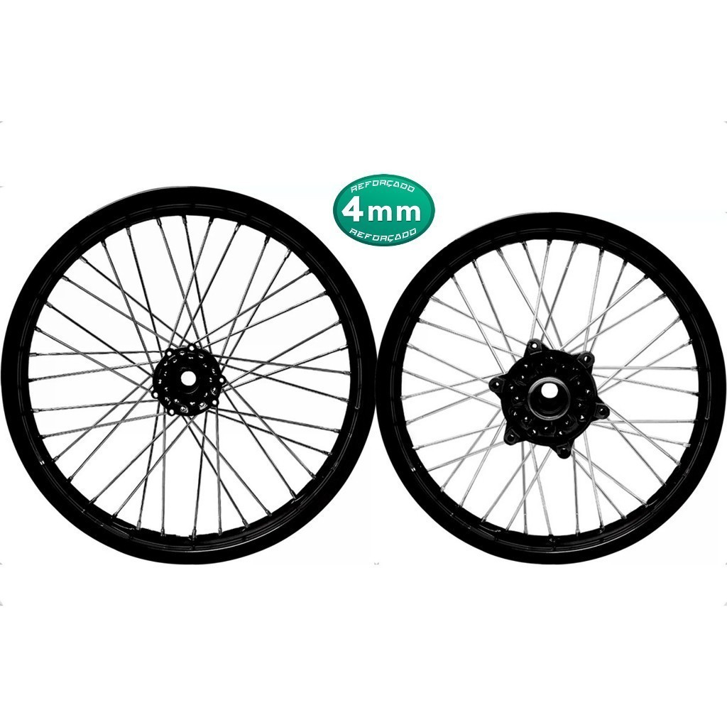 Par Roda Aro Preto Raio 4mm Cromado Xtz 250 Lander Tenere 250