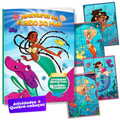 Livro de Atividades Aprendendo e Brincando Aventuras no Fundo do Mar + 4 Quebra Cabeças