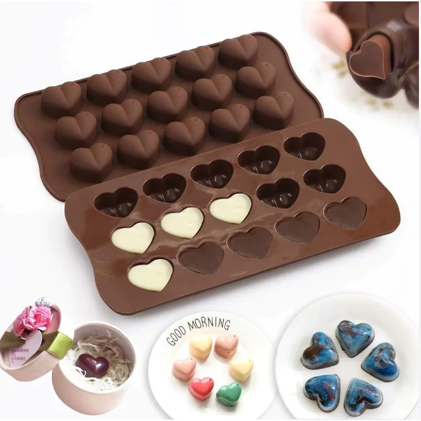 Forma De Chocolate Coração Diamond De Silicone 21x10,2Cm Molde Decorativo Multiuso Para Doces Gelo