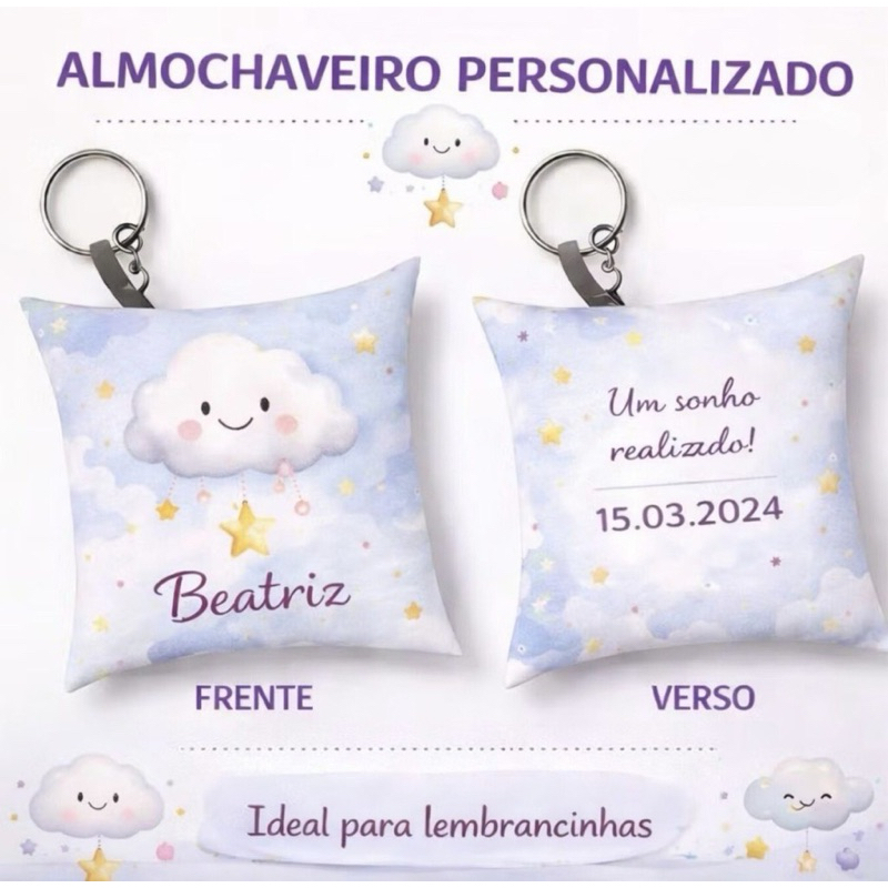Almochaveiro Nuvem Baby PersonaliZado Nome Lembrancinha Maternidade Nascimento Bebê