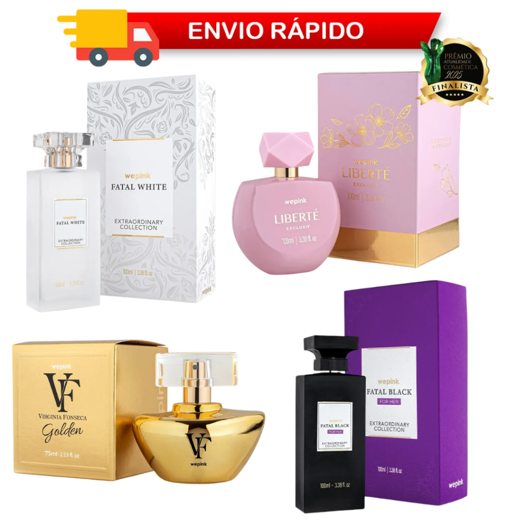 Perfume Desodorante Colonia Vf golden, Fatal White, One Touch Perfect Pear 100ml Fragrancia feminina