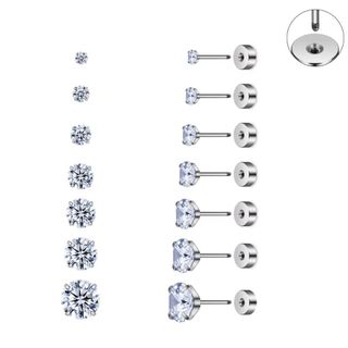 Piercings de Aço Inoxidável 316L com Pedra de Vidro Rosca Externa 20G para Labret, Orelha, Tragus, Hélice e Cartilagem