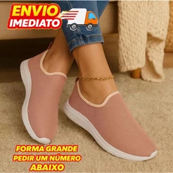 Tênis Meia Feminino Academia Ortopédico Slip On Calce Fácil Confortável Envio Imediato