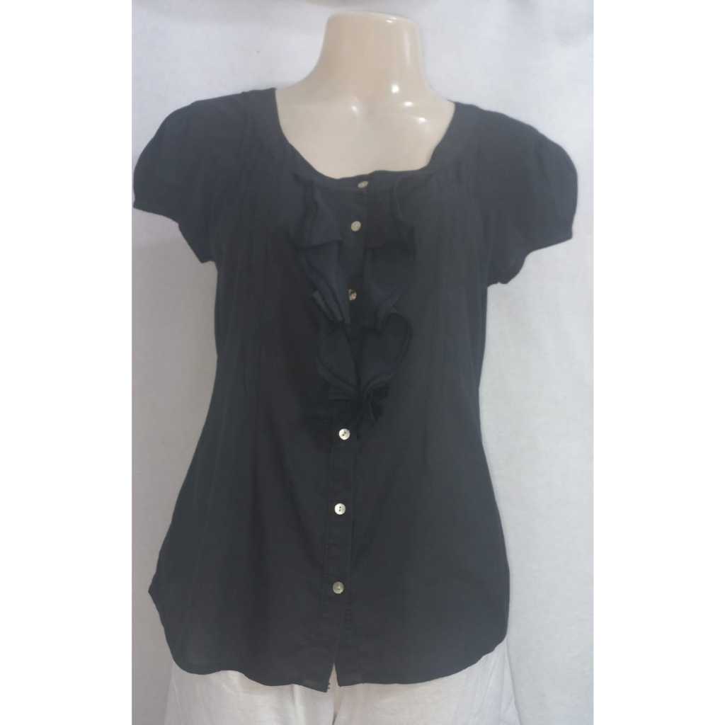 EA 195 - blusa preta feminina, Argonaut, confeccionada em tecido plano, tamanho 40