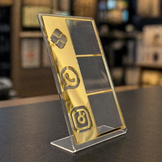 Placa Pix 3 em 1 WhatsApp Instagram Display de Mesa Balcão Em Acrílico Espelhado em Oferta na Shopee