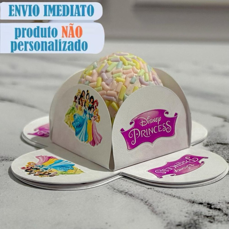 Forminha Personalizada para Docinho Princesas Tradicional Forminha temática para Brigadeiro Pétala festa aniversário