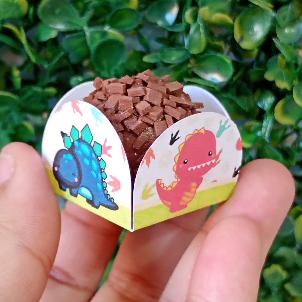 FORMINHA 4 PÉTALAS PARA DOCES DINO BABY DINOSSAURO PERSONALIZADA PARA DOCINHOS BRIGADEIRO FESTA INFANTIL ANIVERSARIO