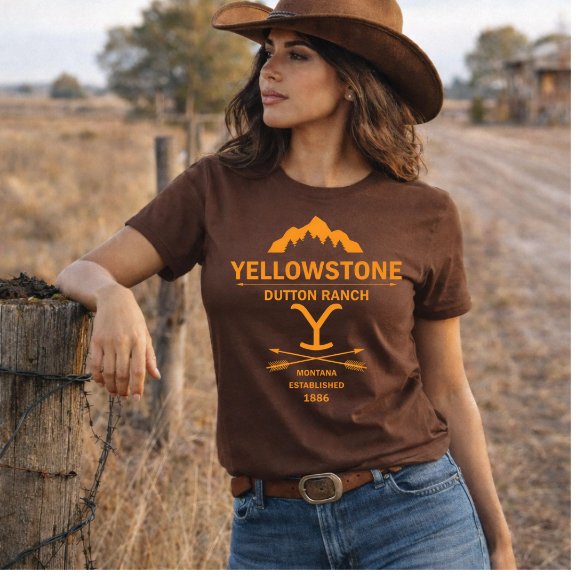 Camiseta Feminina 100% Algodão Fio 30.1 Estampa Yellowstone Country Agro Confortável