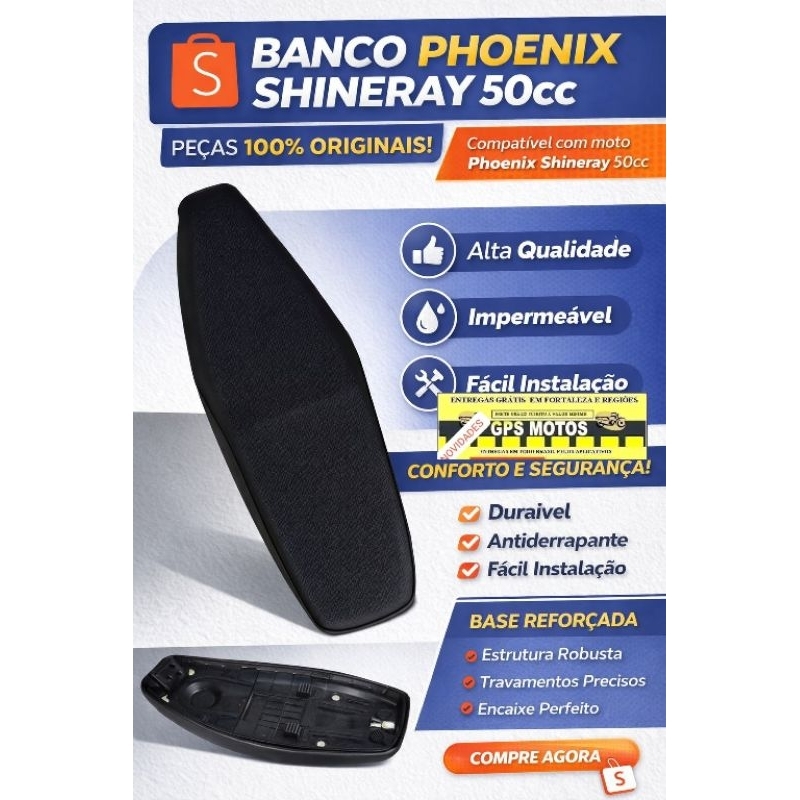Banco Assento Shineray Phoenix Gold 50cc Kasinski Soft Jonny pronta entrega